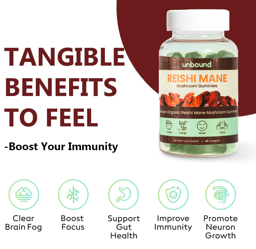 Unbound Reishi Mushroom Gummies for Immune Support, Heart Health, Improve Sleep