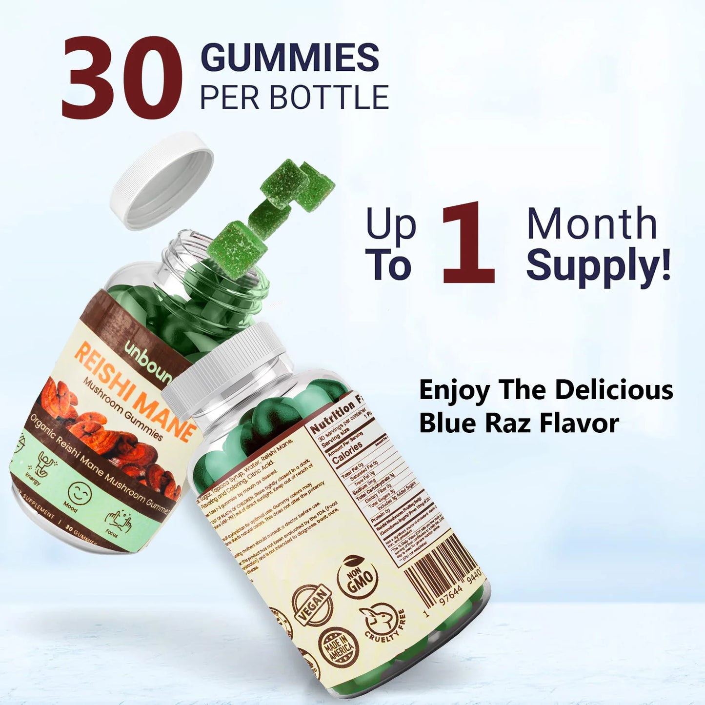 Unbound Reishi Mushroom Gummies for Immune Support, Heart Health, Improve Sleep