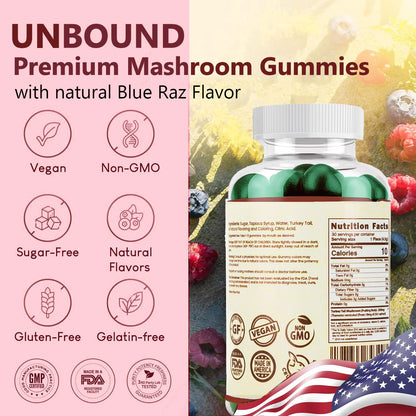 Unbound Turkey Tail Mushroom Gummies for Cognitive Functioning, Improve Sleep, Boost Immunity