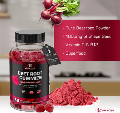 VITAMIZED Beetroot Gummies 1000Mg - Nitric Oxide Supplement
